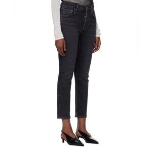 AGOLDE - women’s Riley high rise straight crop jeans dark gray Denim pants SZ 27